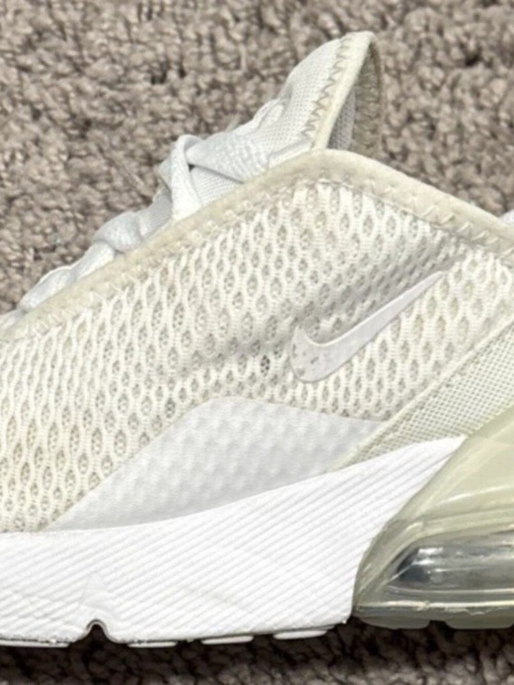 Nike Air Max 270 Size 1Y Youth Shoes 1 Youth White Silver Sneakers AO2372-103